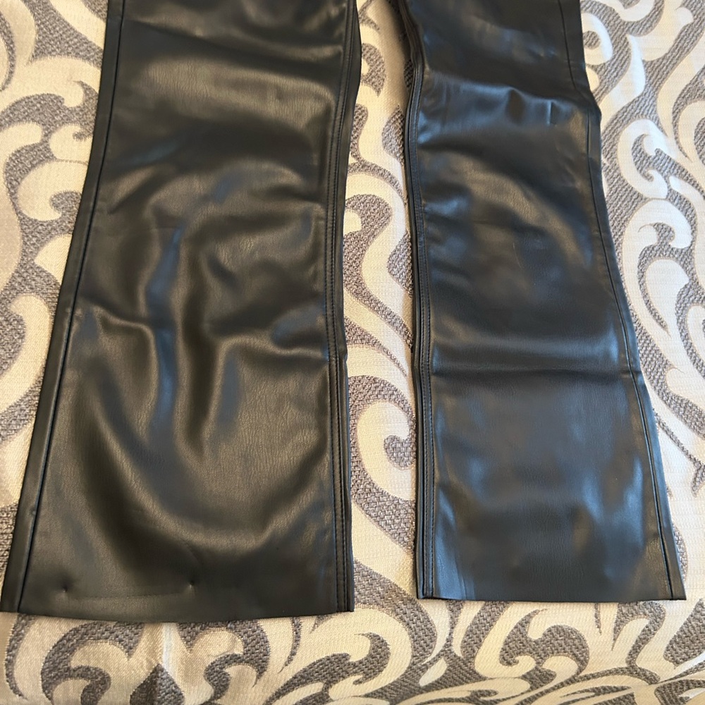 Zara Black Faux Leather Pants 4 - Picture 3 of 5